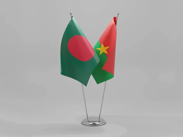 Burkina Faso Bangladesh Cooperation Flags White Background Render — 스톡 사진