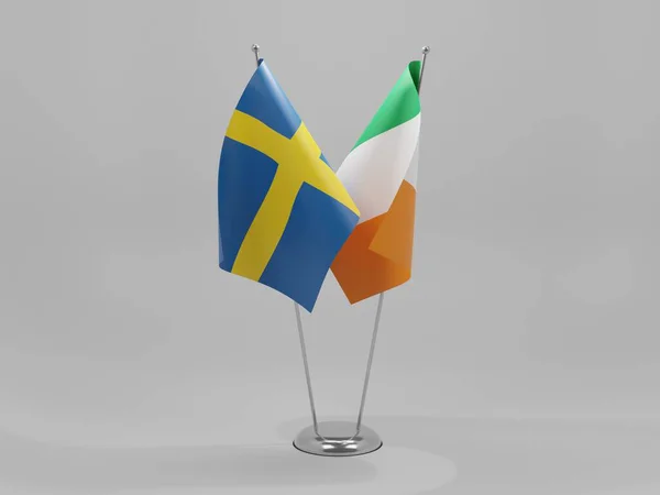 Flagi Współpracy Irlandia Szwecja Białe Tło Render — Zdjęcie stockowe