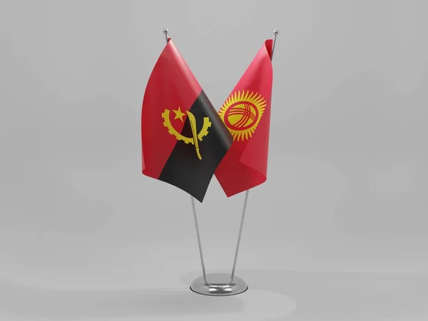 Kirghizistan Bandiere Cooperazione Angola Sfondo Bianco Render — Foto Stock