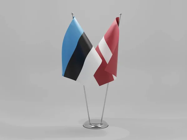 Letonia Estonia Banderas Cooperación Fondo Blanco Render —  Fotos de Stock