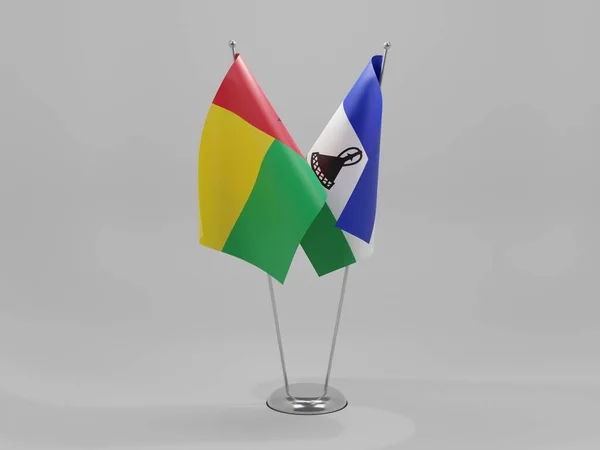 Lesotho Banderas Cooperación Guinea Bissau Fondo Blanco Render — Foto de Stock