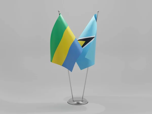 Saint Lucia Gabon Cooperation Flags White Background Render — Stock Photo, Image