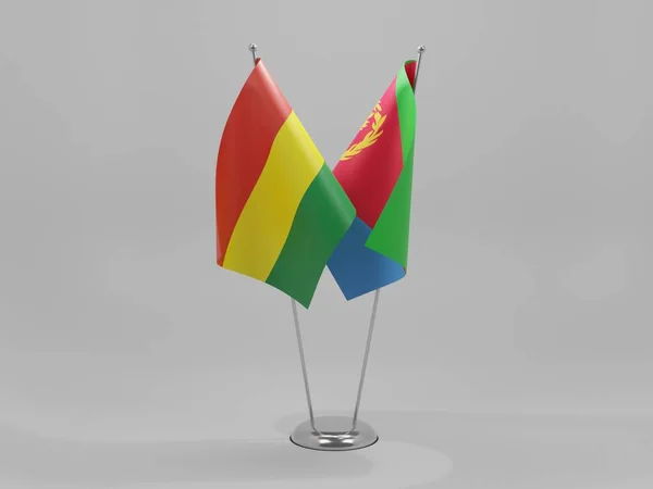 Eritrea Banderas Cooperación Bolivia Fondo Blanco Render — Foto de Stock