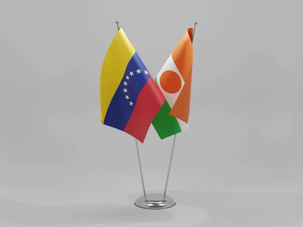 Niger Venezuela Együttműködési Zászlók Fehér Háttér Render — Stock Fotó