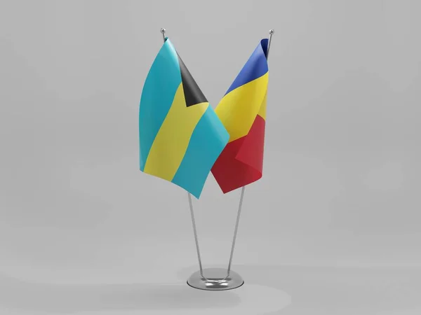 Romania Bahamas Cooperation Flags White Background Render — стокове фото