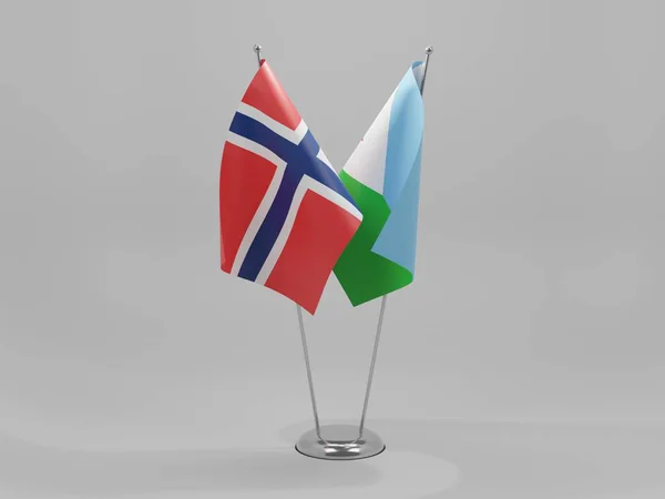 Djibouti Norway Cooperation Flags White Background Render — Stock Photo, Image