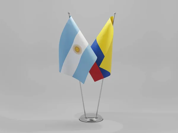 Kolumbie Argentina Spolupráce Vlajky Bílé Pozadí Vykreslování — Stock fotografie
