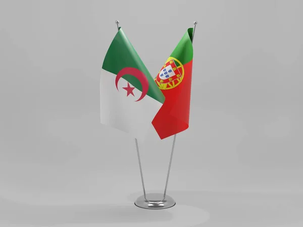 Portugal Algeria Cooperation Flags White Background Render — 스톡 사진