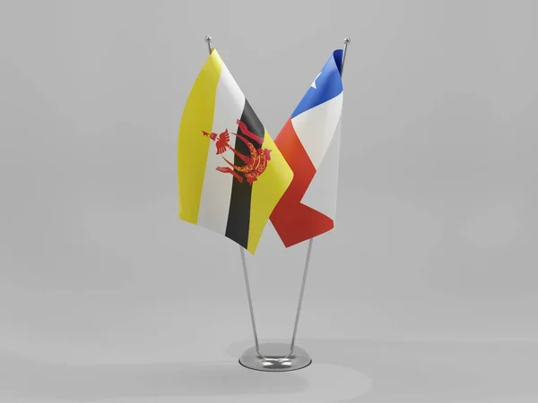 Chile Brunei Cooperation Flags White Background Render — Stock Photo, Image