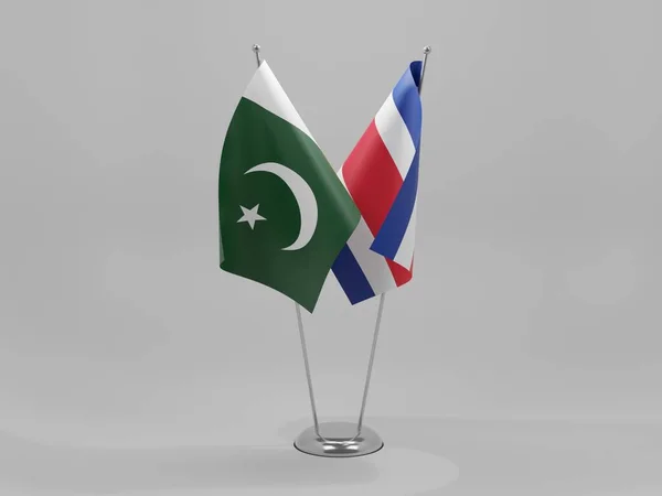 Banderas Cooperación Entre Costa Rica Pakistán Fondo Blanco Render — Foto de Stock
