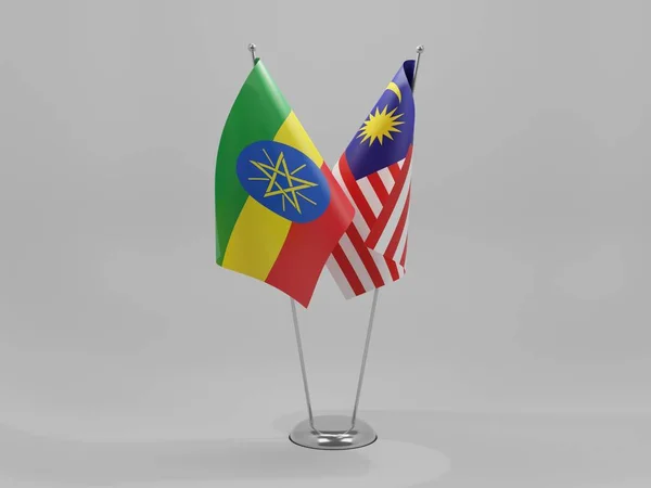 Malezya Etiyopya Şbirliği Bayrakları Beyaz Arkaplan Render — Stok fotoğraf