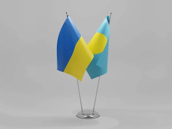 Palau Ucraina Bandiere Cooperazione Sfondo Bianco Render — Foto Stock