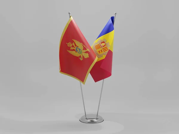 Andorra Montenegro Cooperation Flags White Background Render — Stock Photo, Image