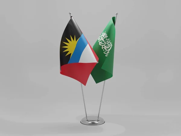 Arabia Saudyjska Flagi Współpracy Antigua Barbuda Białe Tło Render — Zdjęcie stockowe