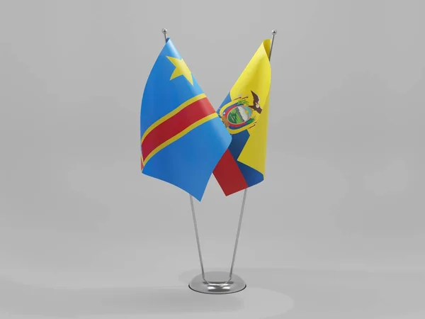 Drapeaux Coopération Équateur République Démocratique Congo Fond Blanc Render — Photo