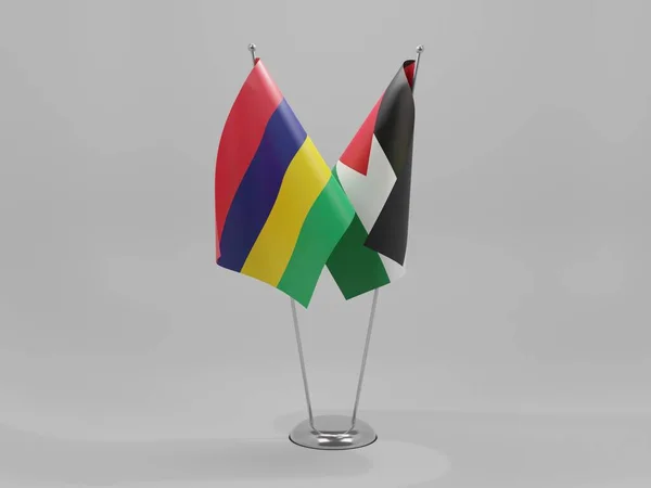 Jordanie Drapeaux Coopération Maurice Fond Blanc Render — Photo