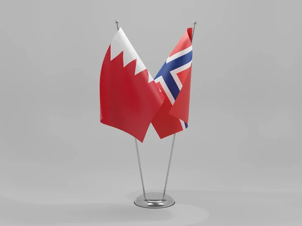 Noruega Bandeiras Cooperação Bahrein Fundo Branco Render — Fotografia de Stock