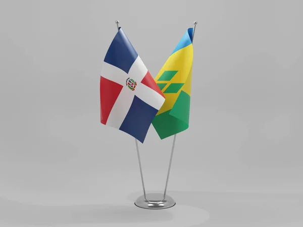 Saint Vincent Grenadines Dominican Republic Cooperation Flags White Background Render — стокове фото