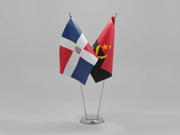 アンゴラ ドミニカ共和国協力旗 白背景 3Dレンダリング — ストック写真