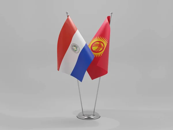 Kyrgyzstán Paraguay Cooperation Flags Bílé Pozadí Render — Stock fotografie