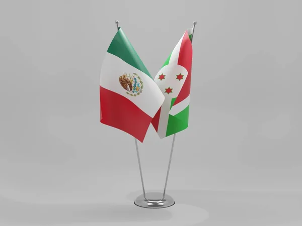 Burundi Banderas Cooperación México Fondo Blanco Render — Foto de Stock