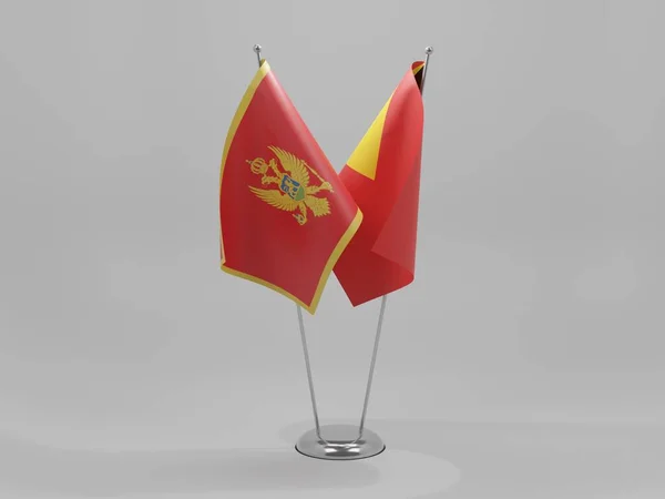Timor Leste Bandeiras Cooperação Montenegro Fundo Branco Render — Fotografia de Stock