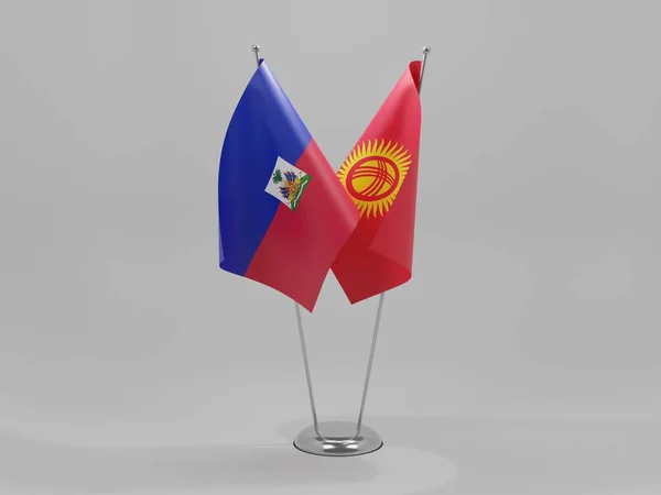 Kirghizistan Bandiere Cooperazione Haiti Sfondo Bianco Render — Foto Stock