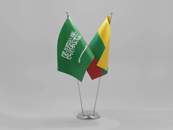 Lituânia Arábia Saudita Bandeiras Cooperação Fundo Branco Render — Fotografia de Stock