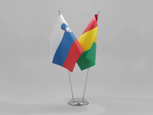 Gwinea Słowenia Flagi Współpracy Białe Tło Render — Zdjęcie stockowe