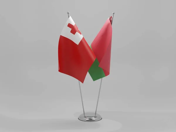 Bělorusko Tonga Kooperace Vlajky Bílé Pozadí Vykreslování — Stock fotografie