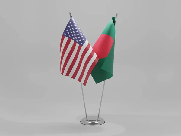 Bangladesh Bandeiras Cooperação Dos Estados Unidos América Fundo Branco Render — Fotografia de Stock