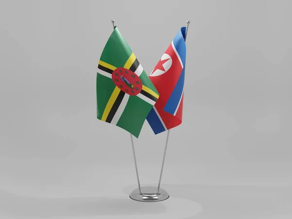 Korea Północna Dominika Flagi Współpracy Białe Tło Render — Zdjęcie stockowe