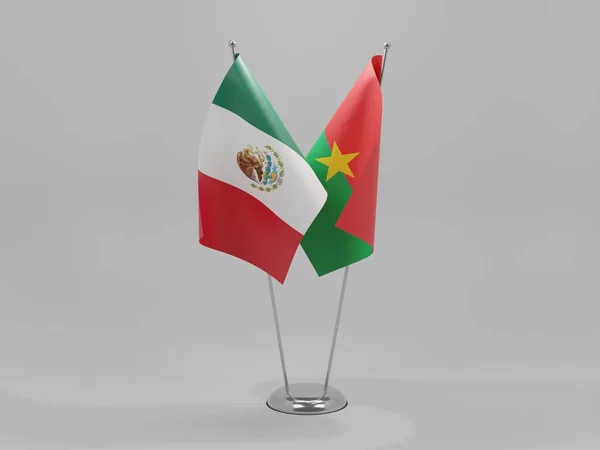 Burkina Faso Banderas Cooperación México Fondo Blanco Render — Foto de Stock