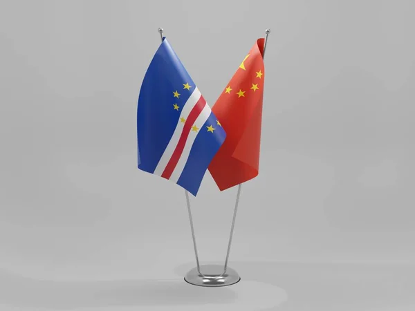 China Kap Verde Kooperationsflaggen Weißer Hintergrund Render — Stockfoto