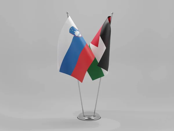 Jordania Eslovenia Banderas Cooperación Fondo Blanco Render — Foto de Stock