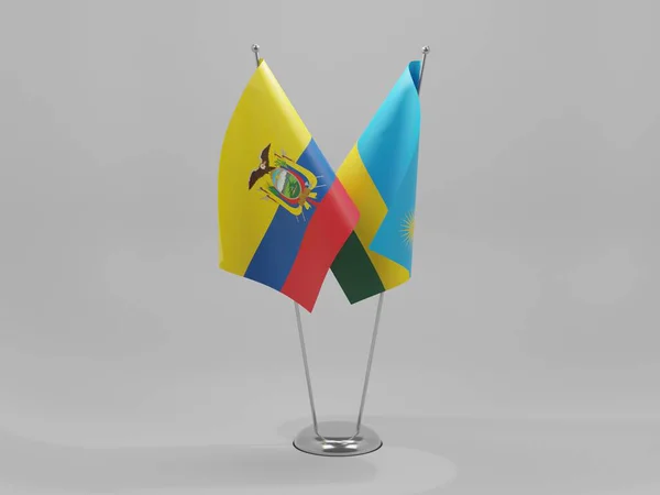 Rwanda Ekvádor Spolupráce Vlajky Bílé Pozadí Vykreslování — Stock fotografie