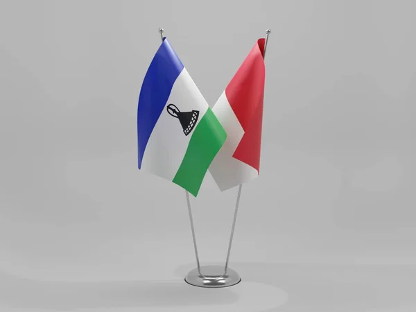 Indonesië Lesotho Samenwerkingsvlaggen Witte Achtergrond Render — Stockfoto