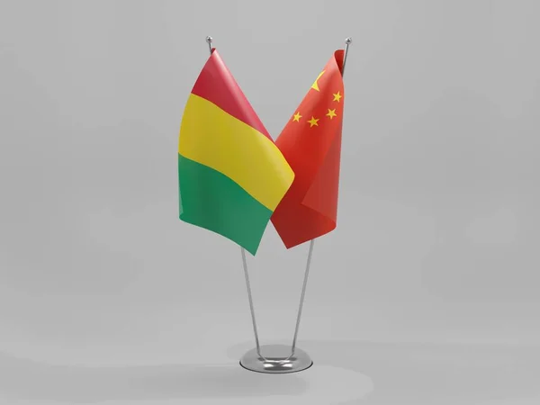 Σημαίες Συνεργασίας Κίνας Γουινέας Λευκό Φόντο Render — Φωτογραφία Αρχείου