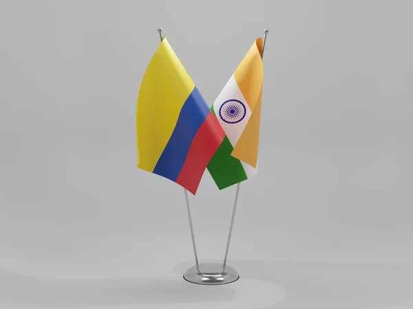 Indie Kolumbie Spolupráce Vlajky Bílé Pozadí Vykreslování — Stock fotografie