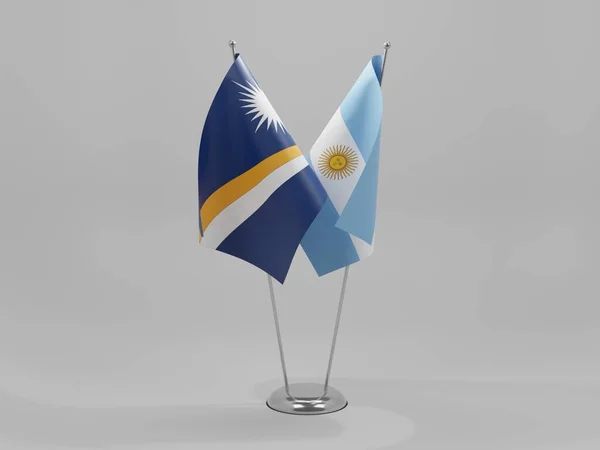 Argentina Marshallöarna Flaggor För Samarbete Vit Bakgrund Render — Stockfoto