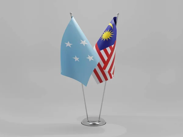 Malaisie Drapeaux Coopération Micronésie Fond Blanc Render — Photo