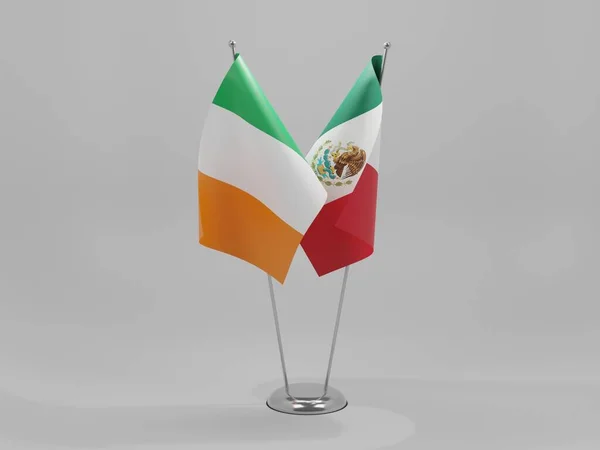 México Banderas Cooperación Irlanda Fondo Blanco Render — Foto de Stock