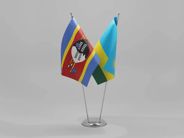 Ruanda Banderas Cooperación Suazilandia Fondo Blanco Render —  Fotos de Stock