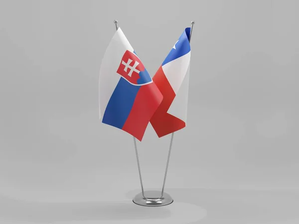 Chile Slovakien Flaggor För Samarbete Vit Bakgrund Render — Stockfoto