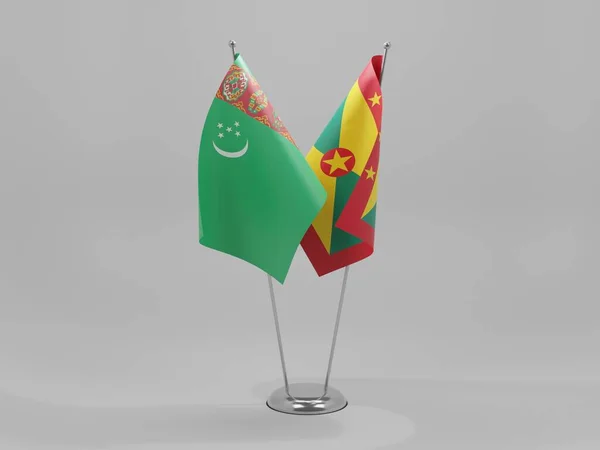 Grenada Turkmenistan Flagi Współpracy Białe Tło Render — Zdjęcie stockowe