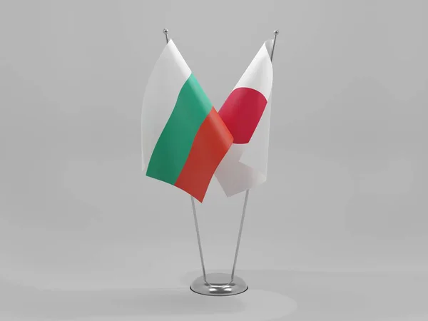 Japon Bulgarie Drapeaux Coopération Fond Blanc Render — Photo