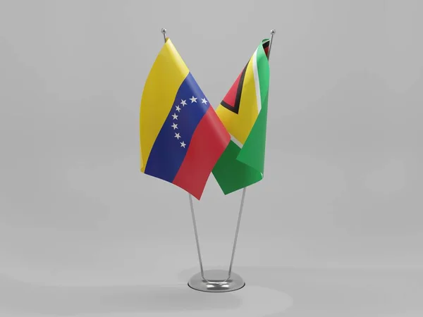 Guyane Drapeaux Coopération Venezuela Fond Blanc Render — Photo