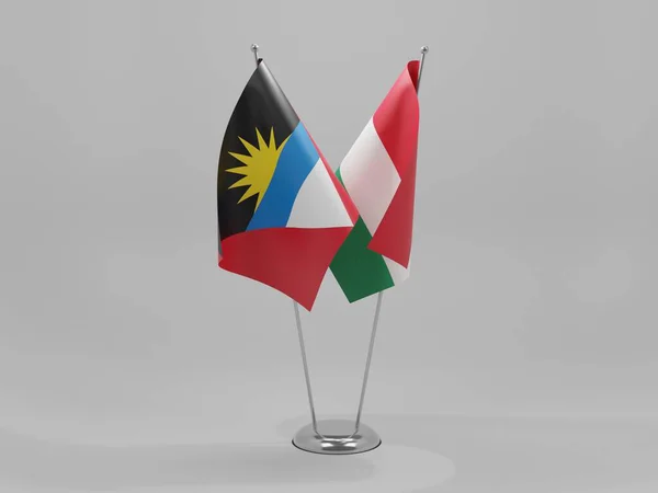 Węgry Antigua Barbuda Flagi Współpracy Białe Tło Render — Zdjęcie stockowe