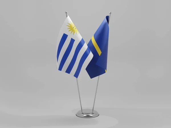 Nauru Urugwaj Flagi Współpracy Białe Tło Render — Zdjęcie stockowe