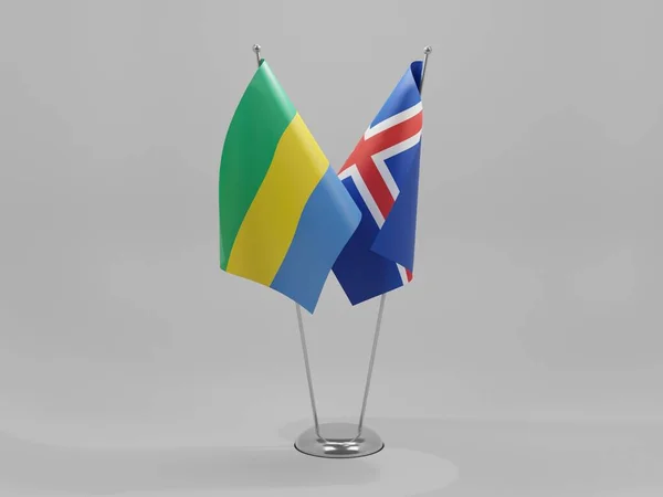 Islandia Gabón Banderas Cooperación Fondo Blanco Render —  Fotos de Stock